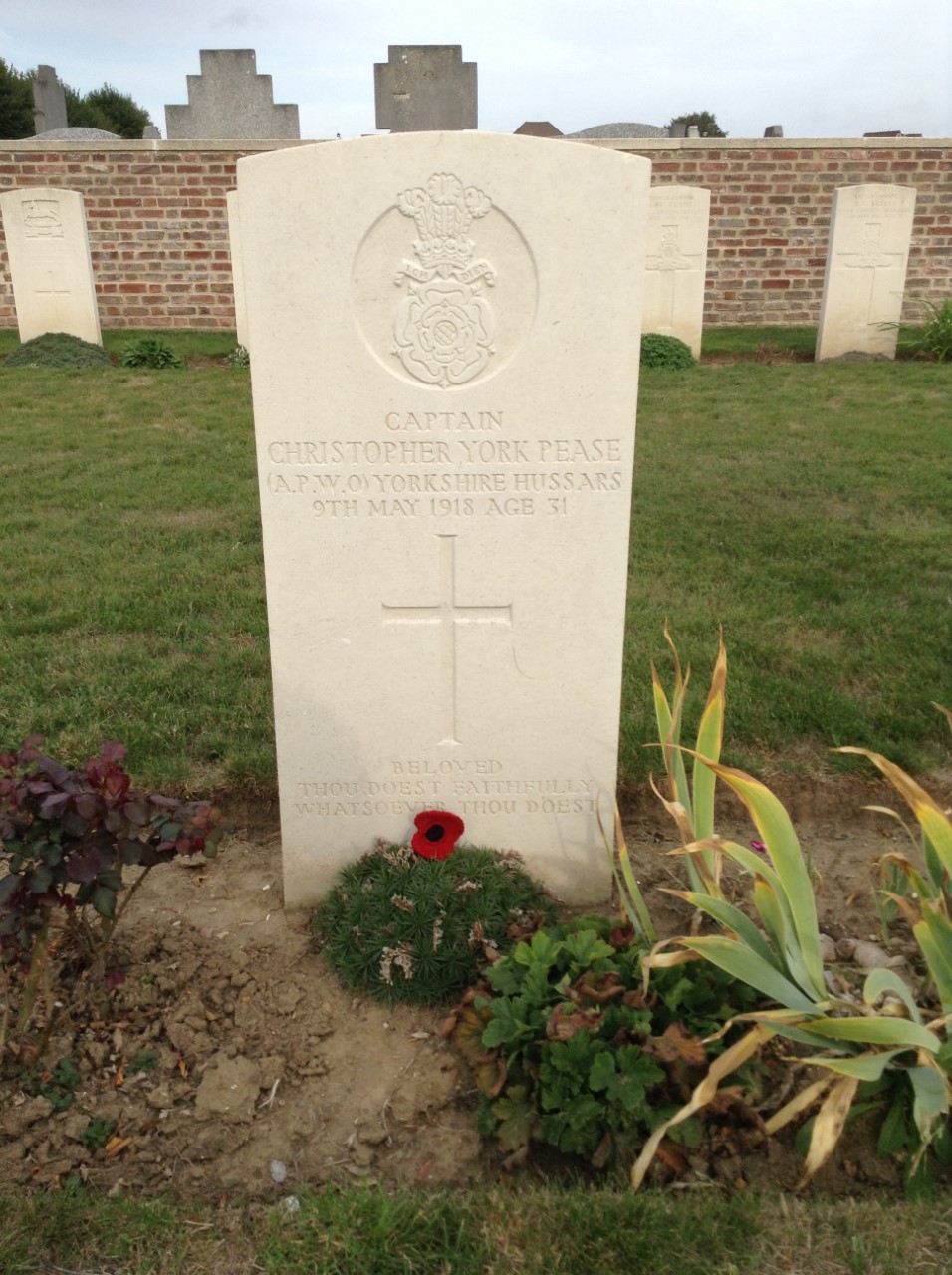Grave stone of Cpt Christopher Pease